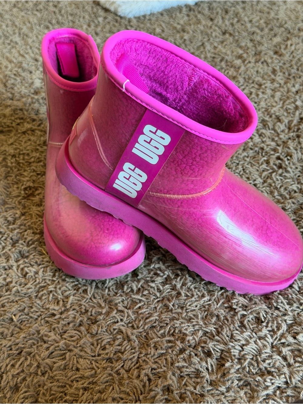 UGG Classic Clear Mini Pink Waterproof Boots Size 7